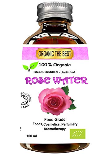 Organic The Best Organic Rose Water Facial Toner, Food - Vegan Certified, Cruelty-Free, Organic, Hand Made, Plastic Free & Responsibly Sourced Skin Toner - Finest, Triple Purified Bulgarian Rosewater