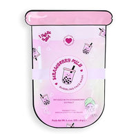Revolution Beauty London I Heart Revolution Bubble Tea Strawberry Milk Bubble Sheet Mask, Calms & Hydrates Skin With Matcha & Green Tea Extract, Vegan & Cruelty-Free, Strawberry Pink