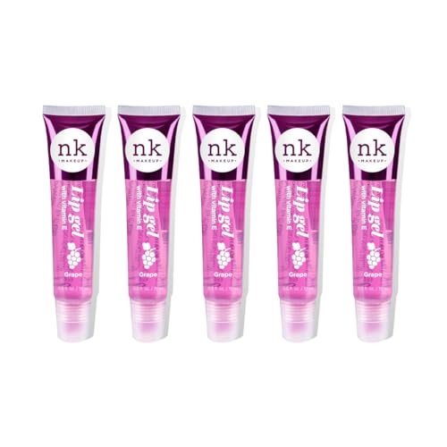 Nicka K NK lip gloss gel 15ml Vitamin E, Shiny, Nourishes, Lip gel (Grape, Pack Of 5)
