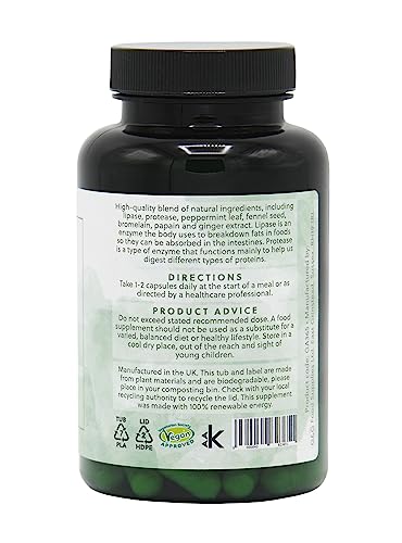 Digesta Zymes | Digestive Enzyme Supplement | Lipase, Protease, Trypsin, Ginger Root, Bromelain | 120 Capsules | G&G Vitamins