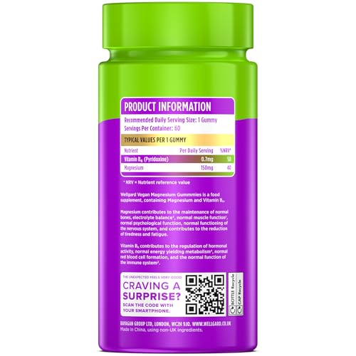 Wellgard Vegan Kids Magnesium Gummies – Delicious Gummies for Energy, Electrolyte Balance, Bones, Muscles & Better Quality of Sleep