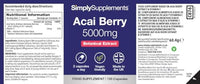Simply Supplements Acai Berry 2,500mg Capsules | with Vitamin C | Supports Immune System & Collagen Formation | Freeze-Dried Extract | Vegan Friendly | 120 Capsules = 2-Month Supply | UK Made