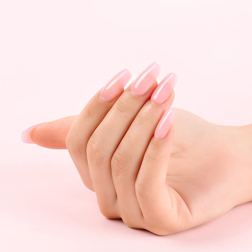 AIMEILI 8 in 1 Builder Base Sheer Color Gel Set, Nude Pink No Need Slip Solution Builder Extension, Soak Off UV LED Gel Polish Multicolour Of 6pcs X 10ml - Gift Kit 37