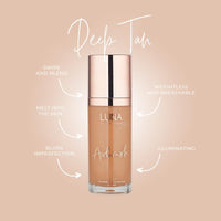 LUNA BY LISA JORDAN LUNA 3 in 1 Airbrush Primer Makeup, Highlighter and Skin Tint - Weightless and Breathable Illuminating Primer - Fine Line & Pore Minimizer - Deep tan Shade