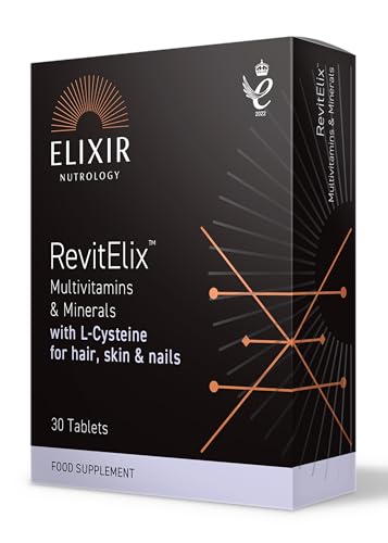 ELIXIR NUTROLOGY RevitElix™ 30 Tablets – Multivitamin for Hair, Skin & Nails with Biotin, Vitamin C, Vitamin E, Zinc & More, Vegetarian Friendly. Made in The UK
