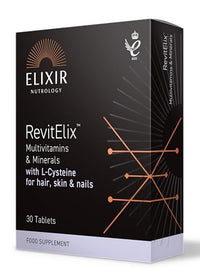 ELIXIR NUTROLOGY RevitElix™ 30 Tablets – Multivitamin for Hair, Skin & Nails with Biotin, Vitamin C, Vitamin E, Zinc & More, Vegetarian Friendly. Made in The UK
