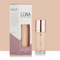 LUNA BY LISA JORDAN LUNA 3 in 1 Airbrush Primer Makeup, Highlighter and Skin Tint - Weightless and Breathable Illuminating Primer - Fine Line & Pore Minimizer Primer - Light Shade