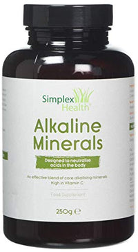 SimplexHealth Alkaline Minerals Powder. Make an Alkaline Drink with core alkalising Minerals Including Potassium Citrate, Calcium Citrate, Magnesium Citrate to pH Balance the Body (250g)