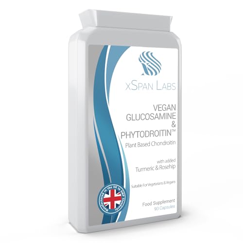 Xspan Labs Vegan Glucosamine & Phytodroitin™ 90 Capsules - with Plant Based Chondroitin, Turmeric, Rosehip and Vitamin C to Promote The Health of Cartilage and Bones - UK Made