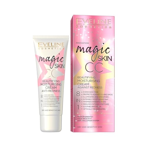 EVELINE COSMETICS Eveline Cosmetics Magic Skin CC Beautifying 8-in-1 Moisturizing Cream for Redness with Hyaluronic Acid, 24k Gold, and Vitamin E - 50ml