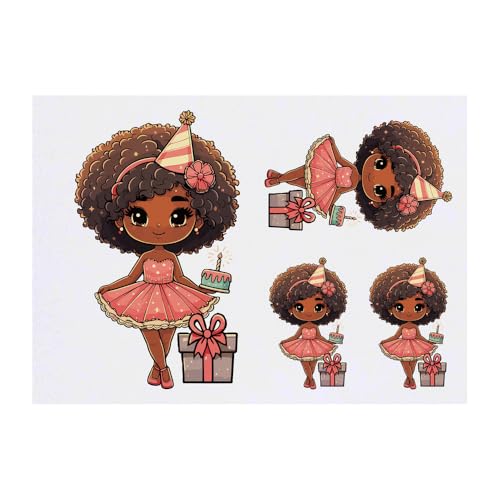 Azeeda 4 x 'Cute Party Girl' Temporary Tattoos - Water Resistant, Skin-Safe, Non-Toxic Transfers, Mixed Sizes (TO00084282)