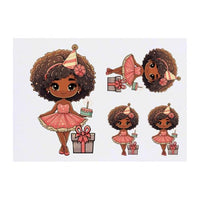 Azeeda 4 x 'Cute Party Girl' Temporary Tattoos - Water Resistant, Skin-Safe, Non-Toxic Transfers, Mixed Sizes (TO00084282)
