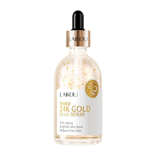 LAIKOU 24K Gold Snail Serum for Face, Hydrating & Anti-Ageing Facial Serum with Snail Mucin & Ginseng, Firming, Pore Minimising & Skin Repair Treatment, Skin Care for Women & Men, 100ml