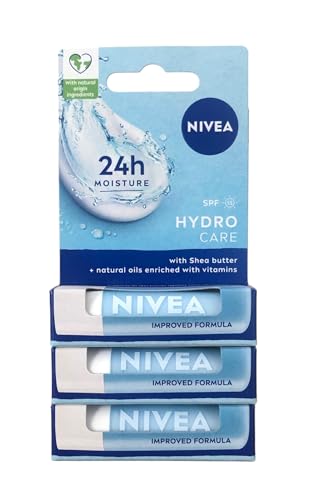 Nivea. Pack of 3, Nivea Lip Care Balms Hydro Care