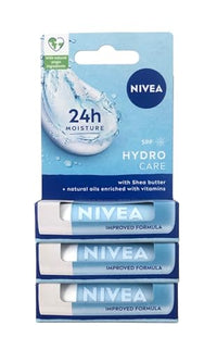 Nivea. Pack of 3, Nivea Lip Care Balms Hydro Care