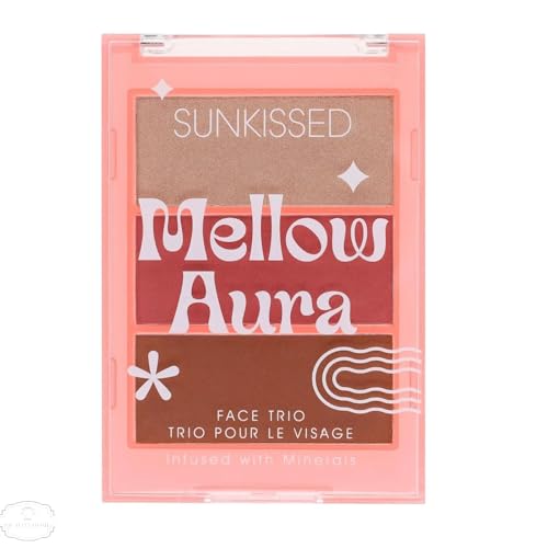 Sunkissed Mellow Auro Makeup Palette with Highlighter, Blush, and Bronzer Shades for On-the-Go Touch Ups