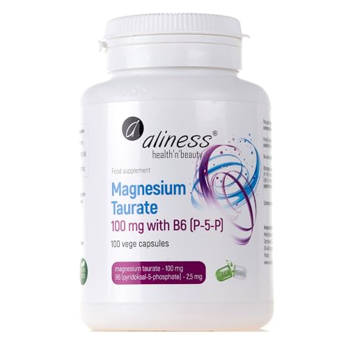 Aliness Magnesium Taurate with Vitamin B6, 100 Vegan Capsules