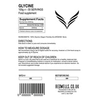 Glycine Powder REDWELLS NO Additives Amino Acid GMO Free Vegan - 100g Pack