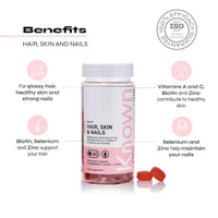 Hair, Skin & Nails Vitamin Gummies by Known | 60 Two-a-Day Vitamin Gummies (One Monthís Supply) | Natural Botanical Extract | for Healthy Hair, Skin & Nails | Strawberry Flavoured Gummies (Pack of 1)