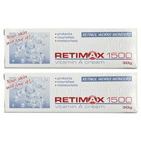 RETIMAX 1500 Vitamin A Cream, Protects, Nourishes, moisturises, Anit-Ageing, Retinol, Pack of 2 x 30g