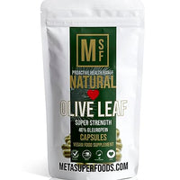 MetaSuperfoods Olive Leaf | 60 Capsules | Super Strength | OLEUROPEIN 40% | (1000mg per Capsule Equivalent to 10,000mg) | Vegan | NO FILLERS NO Binders | Non GMO | 100% Olive Leaf (60)