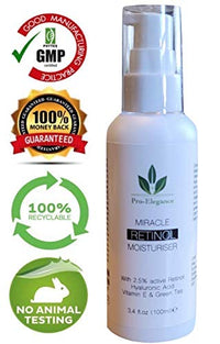 Pro-Elegance Skincare Retinol Moisturiser cream 2.5% 100ML For Day & Night with Hyaluronic Acid Vitamin E & Aloe Vera Anti Aging Face & Neck Eye Bags Dark Circles & Crows Feet