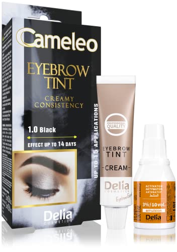Cameleo - Eyebrow Tint - Black Colour - Creamy Consistency - Long Lasting Effect Up to 14 Days - No Ammonia - Eyebrows Dye Color Kit, Set - 15ml