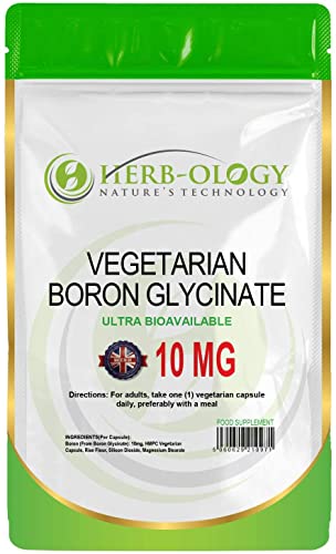 Herb-ology.co.uk Nature's Technology HB Boron Supplement | 360 Vegan Chelated Boron Capsules - 10mg Bioavailable Boron-Glycinate per Serving | Non-GMO, Gluten & Allergen Free | Manufactured in The UK