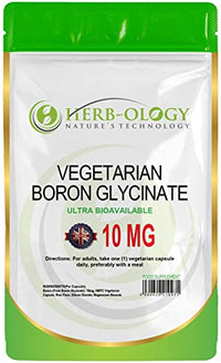 Herb-ology.co.uk Nature's Technology HB Boron Supplement | 360 Vegan Chelated Boron Capsules - 10mg Bioavailable Boron-Glycinate per Serving | Non-GMO, Gluten & Allergen Free | Manufactured in The UK