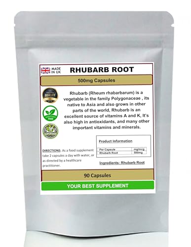 Your Best Supplement Rhubarb Root Capsules 500mg 100% Pure No Additives, High Strength (90)