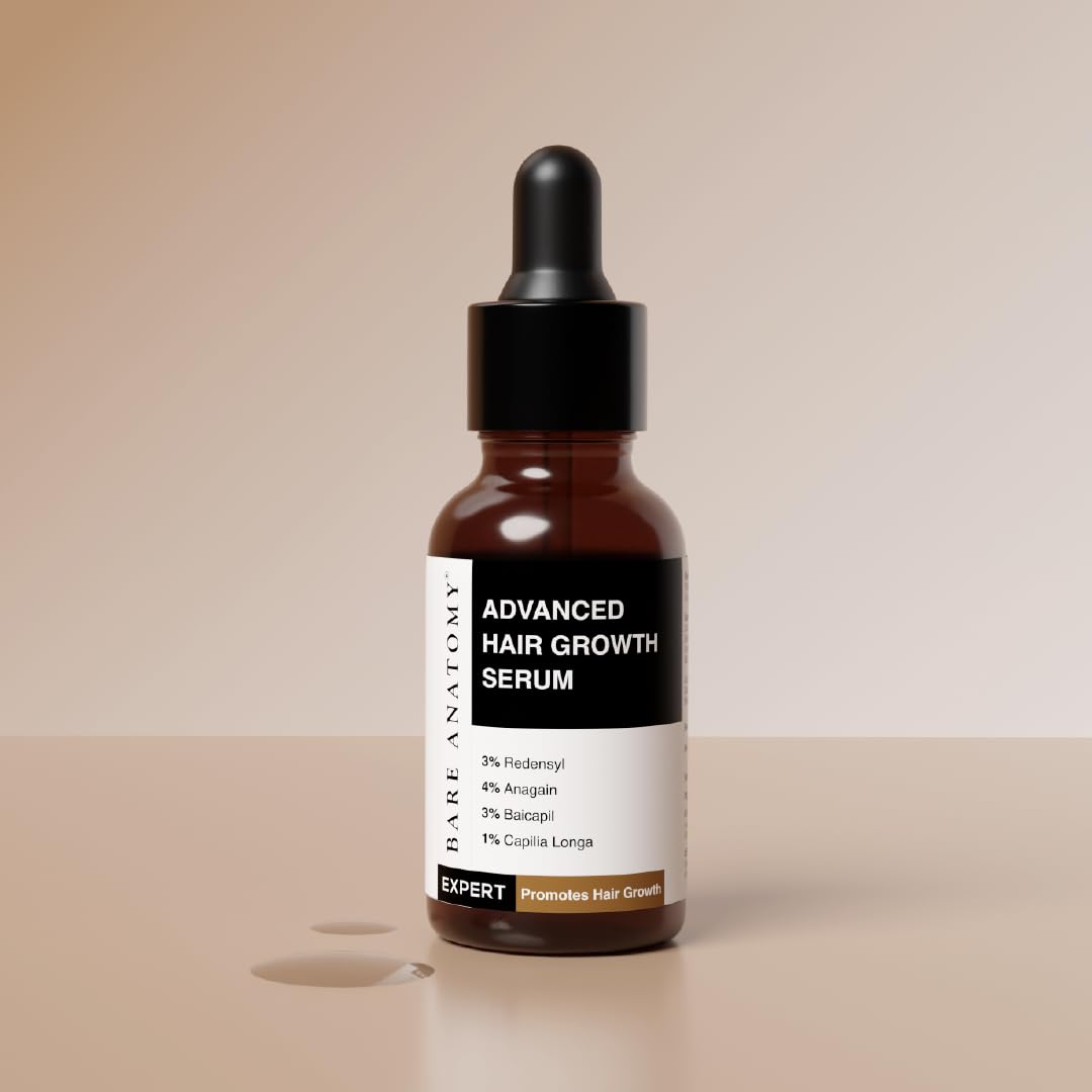 Bare Anatomy Advanced Hair Growth Serum | 3% Redensyl + 4% Anagain + 3% Baicapil + 1% Capilia Longa, Rosemary, Biotin & Rice Extract | Hair growth & Hair fall control serum for Women & Men | Pack of 3