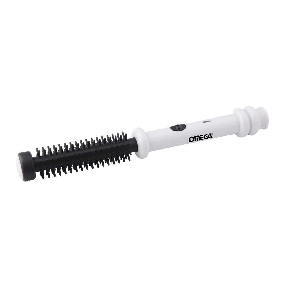 Omega 20414 White Slimline Heated Brush – Sleek Lightweight 13mm Hair Styling Brush with Fast Heat-Up & Tangle-Free Design