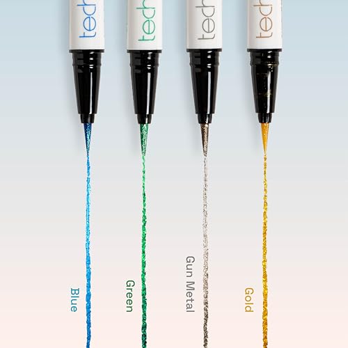 Technic Euphoria Metallic Liquid Liner - Highly Pigmented - Long Lasting - Brush like Tip for Ultimate Precision 0.8ml (4Pc Bundle)
