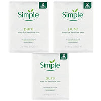 PBW INTERNATIONAL Simple Pure Soap Bars For Sensitive Skin Pack of 6 (6 x 100g) - 3 x Twin Packs
