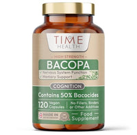 Time Health Bacopa Monnieri High Strength 50% bacosides - Zero Additives - Pullulan (120 Capsules)