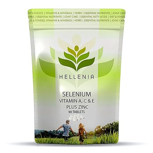Hellenia Selenium 200ug Vitamins A,C,E + Zinc - 90 Tablets - Antioxidant Formula