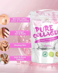 Glowming Pure Collagen Powder Unflavoured 150g | 150,000mg Premium Marine Collagen | Supports Healthy Skin, Hair & Joints | Easy Mix, Halal Certified