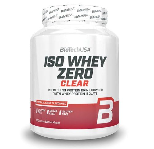 BioTechUSA Iso Whey Zero Clear Drink Powder, Refreshing, Sugar-Free, Lactose-Free, Gluten-Free, 5 Fruity Flavors, 88 kcal, 21g Protein, BCAAs, 500 g, Tropical Fruit