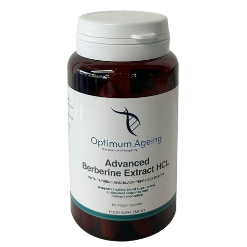 Optimum Ageing OptimumAgeing Advanced Berberine HCl 500mg with Turmeric & Black Pepper – Metabolism & Digestive Support – High Absorption Formula – Non-GMO, Gluten-Free – 60 Vegan Capsules