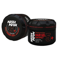 nishman Nish Man Hair Styling Gel, Hair Gel Men's, Gum Effect 5+, 300 ml | Gummy Hair Gel | Edge Control | Maximum Hold | Hair Gel Stick | Men's Hair Gel | Curl Gel | Curly Hair Gel