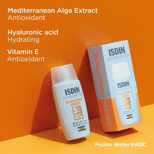 ISDIN Fusion Water Magic SPF50 50ml | Daily facial sun cream | Ultra-light texture (Pack of 1)