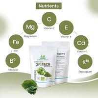 Herbal Magic's Organic Spinach Powder Green Superfood for Smoothies,Juice, Baking Free from Fillers & preservatives of&G Organic Certified (200g (Pack of 1))