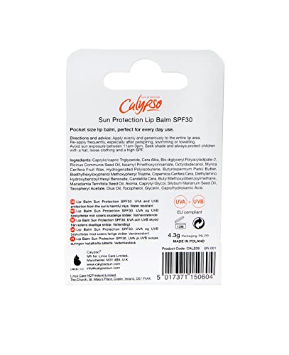 Calypso UVA/UVB Sun Protection Lip Balm SPF30 HIGH 4.3 gm (Pack of 2)