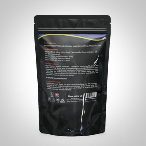 NEO-NUTRITION Potassium Supplement High Strength 1200mg with Vitamin C | Electrolyte Tablets | Potassium Citrate | 60 Count | 100% Vegan NEO NUTRITION