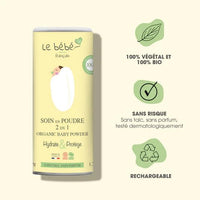 Le bébé français bio Baby Powder Vegan & Organic 2 in 1 - Talc-Free - Change & Milky Bath - Natural moisturises and Protects - Plant Based with Oatmeal & Rice Starch - Sensitive Skin 100g (2)