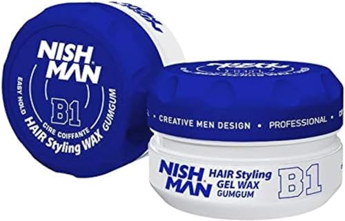 Nishman Hair Styling Wax for Men, B1 GumGum, Gummy Wax 150 ml | Edge Control | Ultra High Strong Hold | Hair Clay Aqua Wax (1 Pack)