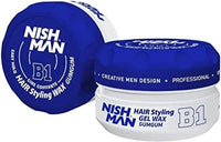 Nishman Hair Styling Wax for Men, B1 GumGum, Gummy Wax 150 ml | Edge Control | Ultra High Strong Hold | Hair Clay Aqua Wax (1 Pack)