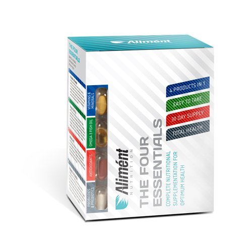 Alimént Aliment Complete Nutrition Pack - Multivitamins, Minerals, Omega 3 Fish Oils, Probiotics & Prebiotics 30 Day Supply Adult Supplements - The Four Essentials Comprehensive Supplement Support for Health 120 Capsules