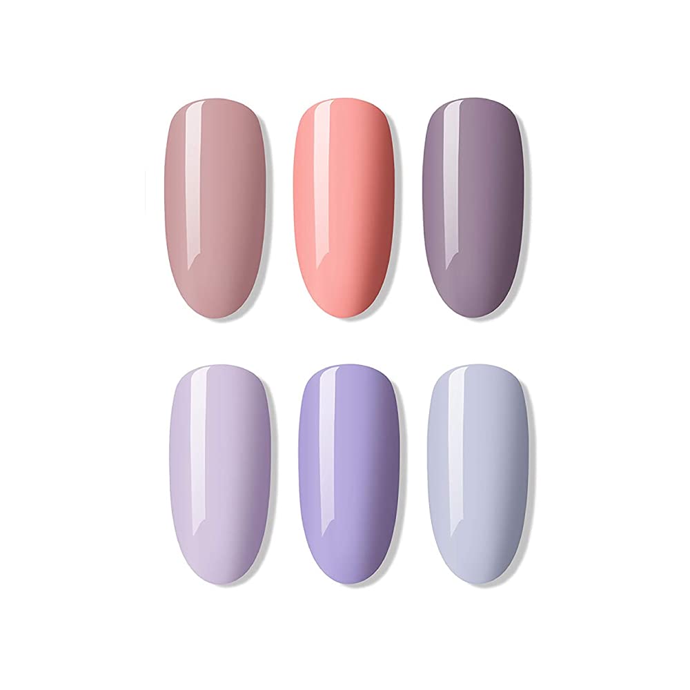 BLUESKY Bluesky Gel Nail Polish Set, Complete Spring Breeze Collection, 6 x 10ml, Pink, Orange, Blue, Purple, Brown, Grey (Requires Curing Under LED/UV Lamp)