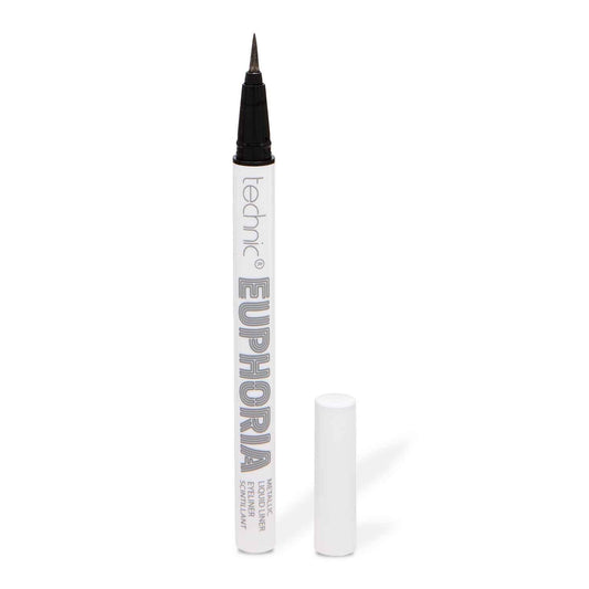 Technic Euphoria Metallic Liquid Liner - Highly Pigmented - Long Lasting - Brush like Tip for Ultimate Precision 0.8ml (Gun Metal)